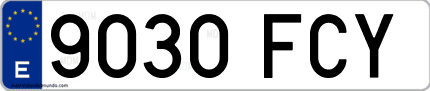 Ejemplo de matrícula de coche ordinaria 9030 FCY