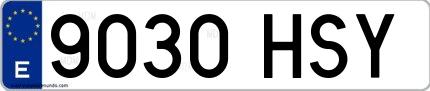 Ejemplo de matrícula española 9030 HSY