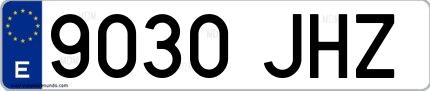 Ejemplo de matrícula española 9030 JHZ