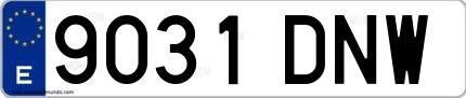 Ejemplo de matrícula española 9031 DNW