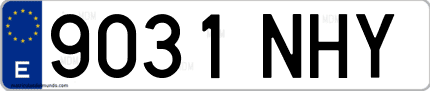 Ejemplo de matrícula de coche ordinaria 9031 NHY