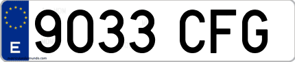 Ejemplo de matrícula de coche ordinaria 9033 CFG