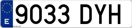 Ejemplo de matrícula española 9033 DYH