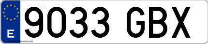 Ejemplo de matrícula de coche ordinaria 9033 GBX