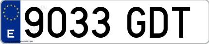 Ejemplo de matrícula española 9033 GDT