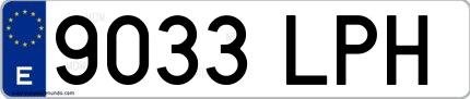 Ejemplo de matrícula española 9033 LPH