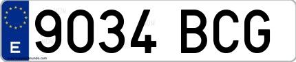 Ejemplo de matrícula española 9034 BCG