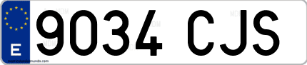 Ejemplo de matrícula de coche ordinaria 9034 CJS