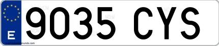 Ejemplo de matrícula española 9035 CYS