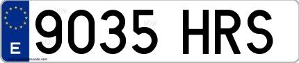 Ejemplo de matrícula española 9035 HRS