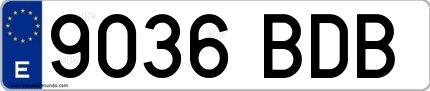 Ejemplo de matrícula española 9036 BDB