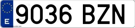 Ejemplo de matrícula española 9036 BZN