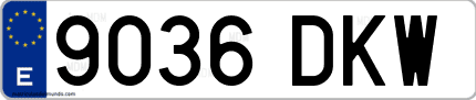 Ejemplo de matrícula de coche ordinaria 9036 DKW