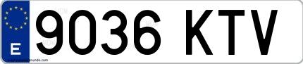 Ejemplo de matrícula española 9036 KTV