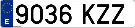 Ejemplo de matrícula española 9036 KZZ