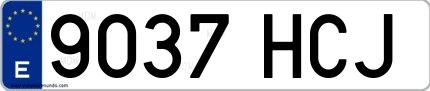 Ejemplo de matrícula española 9037 HCJ