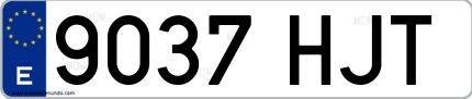 Ejemplo de matrícula española 9037 HJT