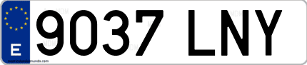 Ejemplo de matrícula de coche ordinaria 9037 LNY