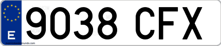 Ejemplo de matrícula de coche ordinaria 9038 CFX