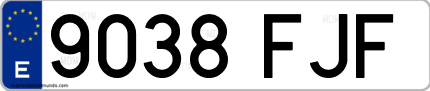 Ejemplo de matrícula de coche ordinaria 9038 FJF