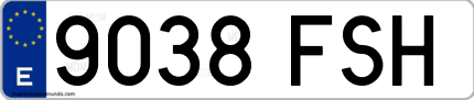 Ejemplo de matrícula de coche ordinaria 9038 FSH