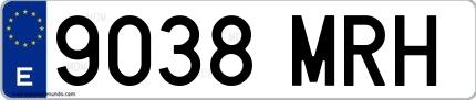 Ejemplo de matrícula española 9038 MRH