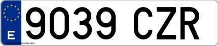 Ejemplo de matrícula española 9039 CZR