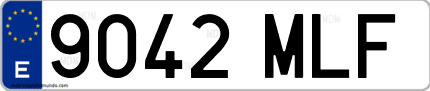 Ejemplo de matrícula de coche ordinaria 9042 MLF