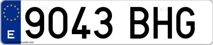 Ejemplo de matrícula española 9043 BHG