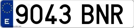 Ejemplo de matrícula española 9043 BNR