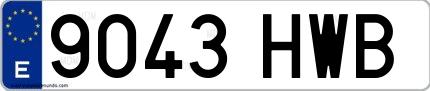 Ejemplo de matrícula española 9043 HWB