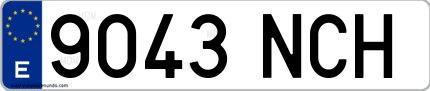 Ejemplo de matrícula española 9043 NCH