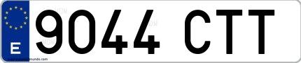 Ejemplo de matrícula española 9044 CTT