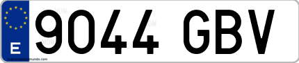 Ejemplo de matrícula de coche ordinaria 9044 GBV