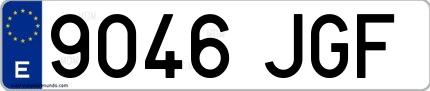 Ejemplo de matrícula española 9046 JGF