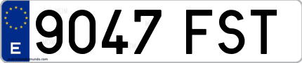 Ejemplo de matrícula de coche ordinaria 9047 FST