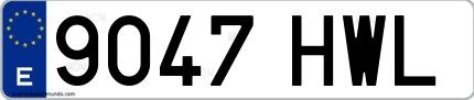 Ejemplo de matrícula española 9047 HWL