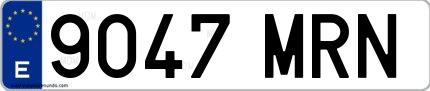 Ejemplo de matrícula española 9047 MRN