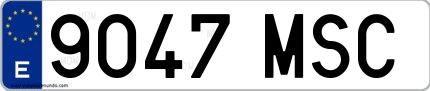 Ejemplo de matrícula española 9047 MSC