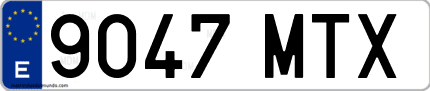 Ejemplo de matrícula de coche ordinaria 9047 MTX