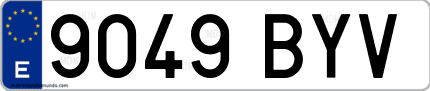 Ejemplo de matrícula de coche ordinaria 9049 BYV