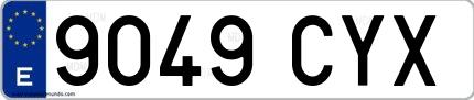 Ejemplo de matrícula española 9049 CYX