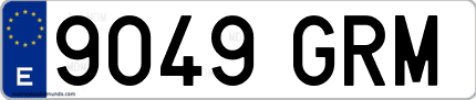 Ejemplo de matrícula de coche ordinaria 9049 GRM