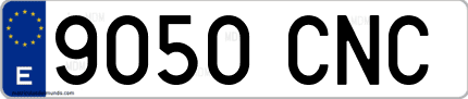 Ejemplo de matrícula de coche ordinaria 9050 CNC