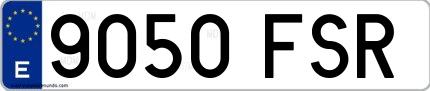 Ejemplo de matrícula española 9050 FSR