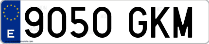 Ejemplo de matrícula de coche ordinaria 9050 GKM