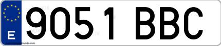 Ejemplo de matrícula de coche ordinaria 9051 BBC