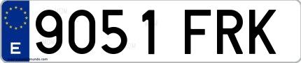Ejemplo de matrícula española 9051 FRK