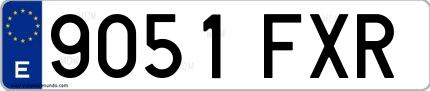 Ejemplo de matrícula española 9051 FXR