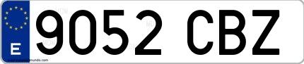 Ejemplo de matrícula española 9052 CBZ